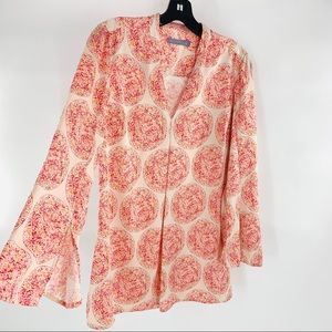 Octavia Printed Slit Sleeve V Neck Kaftan Tunic